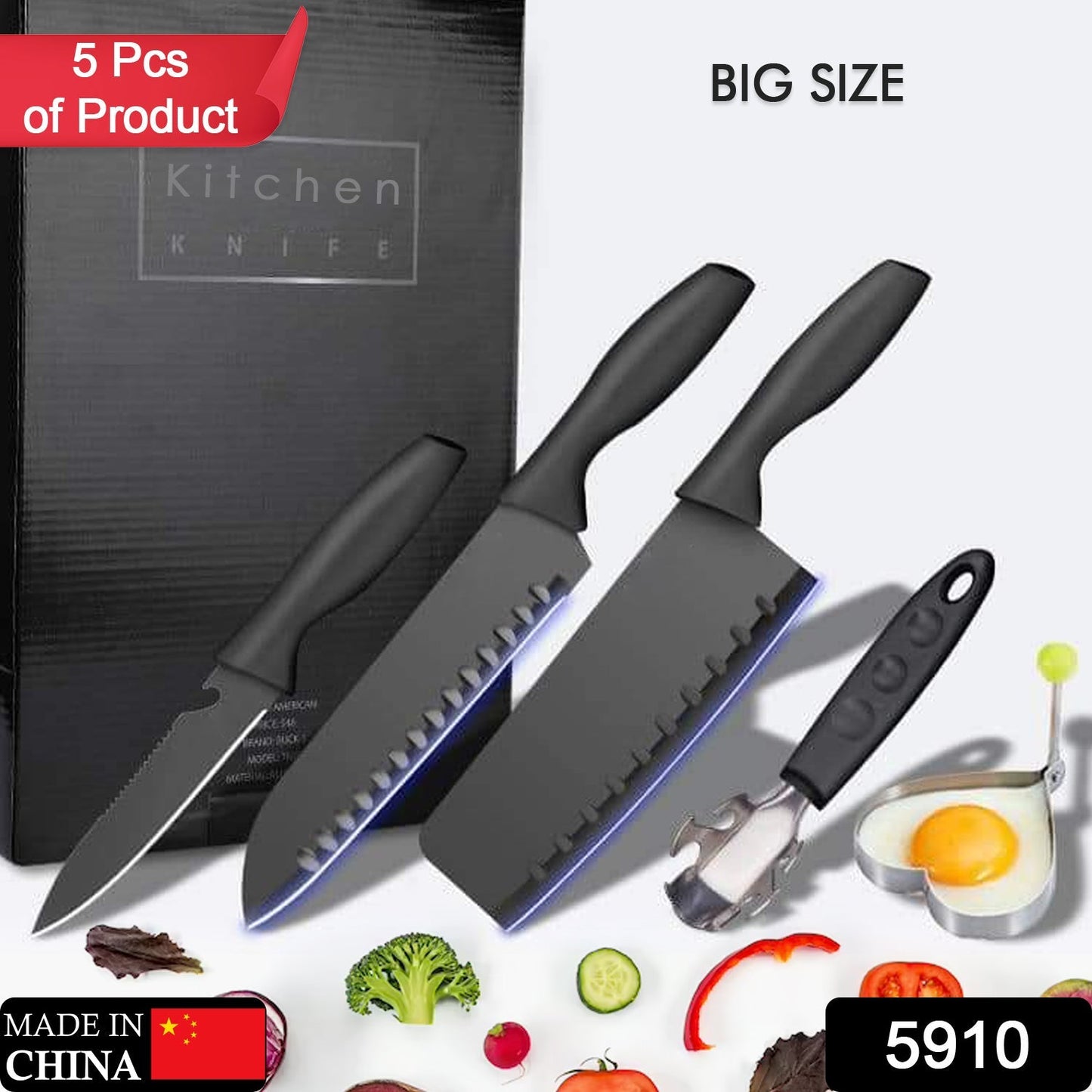 5910 5-Piece Forged Kitchen Chef Cutlery Stainless Steel Knife Set, Chopping Knife, Chef Knife, Utility Knife, Butcher Knife (5pc) 