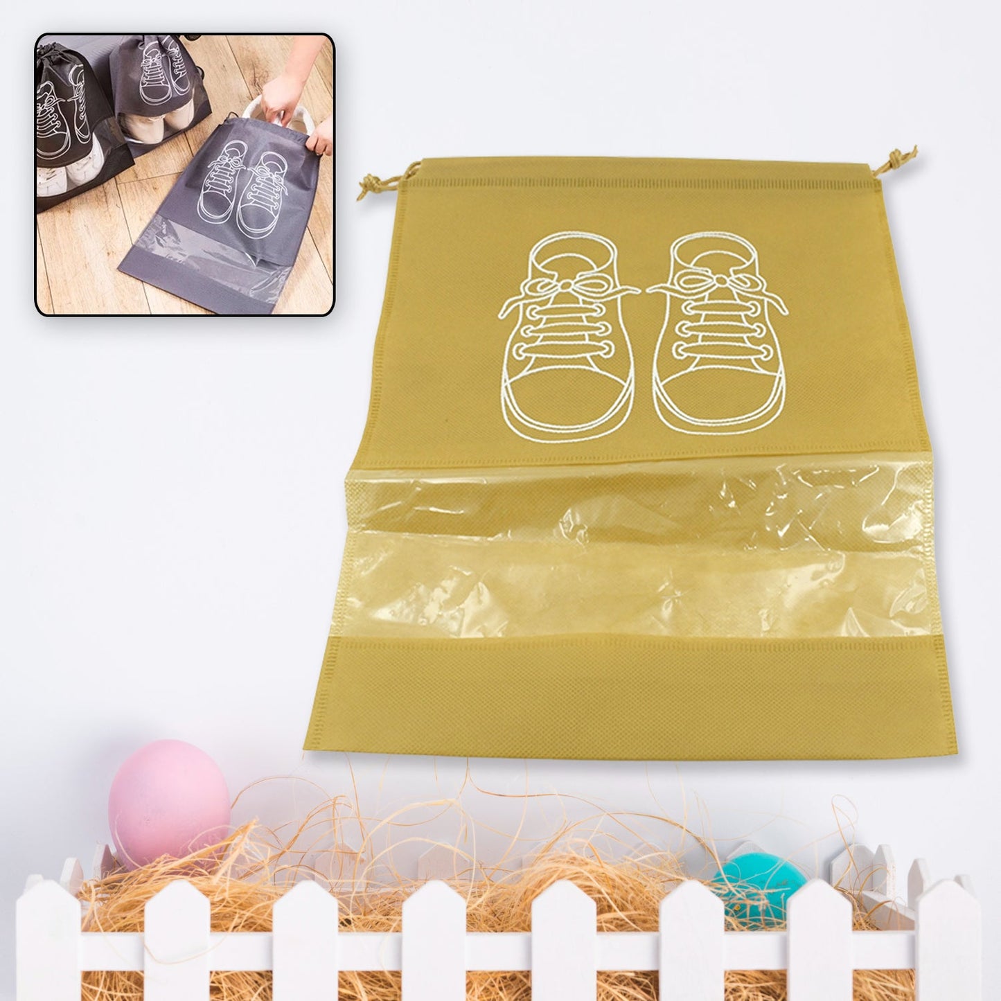 Beach Bag Shoes Storage Bag Closet Organizer Non-woven Travel Portable Bag Waterproof Pocket Clothing Classified Hanging Bag shoe bag luggage travel Portable Shoe Pouch Non Woven Transparent Window (1 Pc )