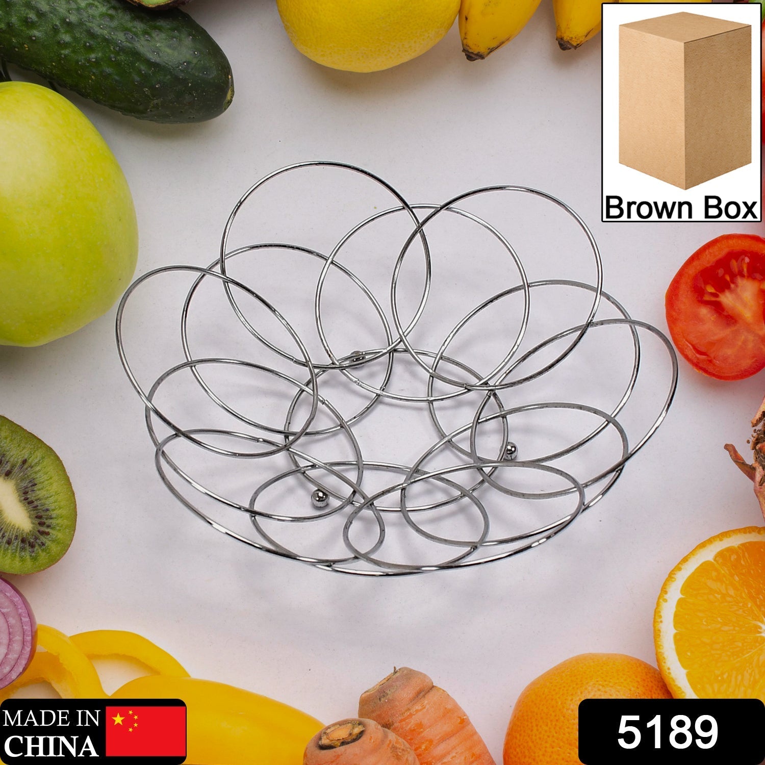 5189 Fruit Storage Bowl Steel  39cm For Kitchen & Home Use 