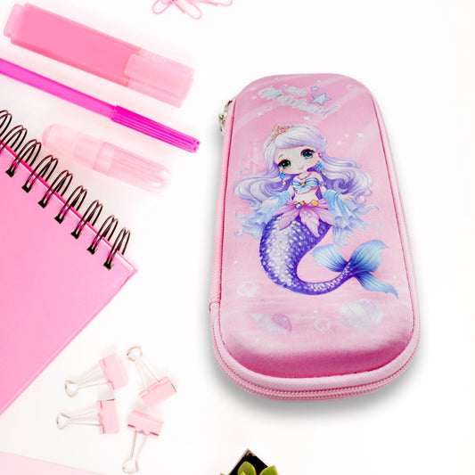 Pencil Case for Girls, Cute Pencil Case for Kids, Storage Pouch Large Capacity with Compartment & Zipper & Unicorn Ornaments, Toddler School Supply Organizer for Students, Stationery Box Pouch (1 Pc / 23x10 Cm)