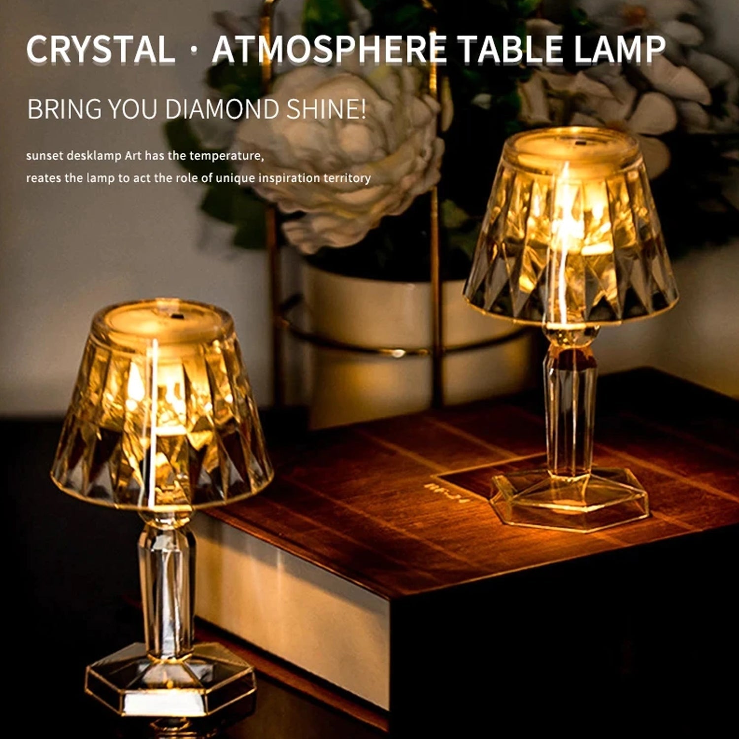 6610 2in1 Transparent Mini Crystal Table Lamp with Reflection Light DeoDap