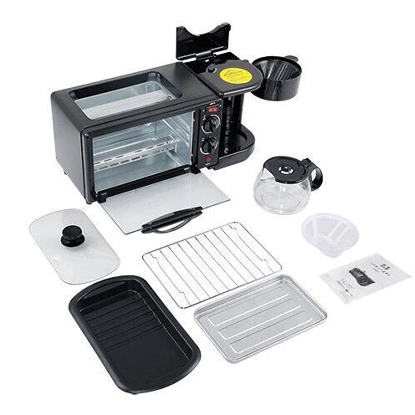 2788 3 in 1 Breakfast Maker Portable Toaster Oven, Grill Pan & Coffee Maker Full Breakfast Ready at One Go