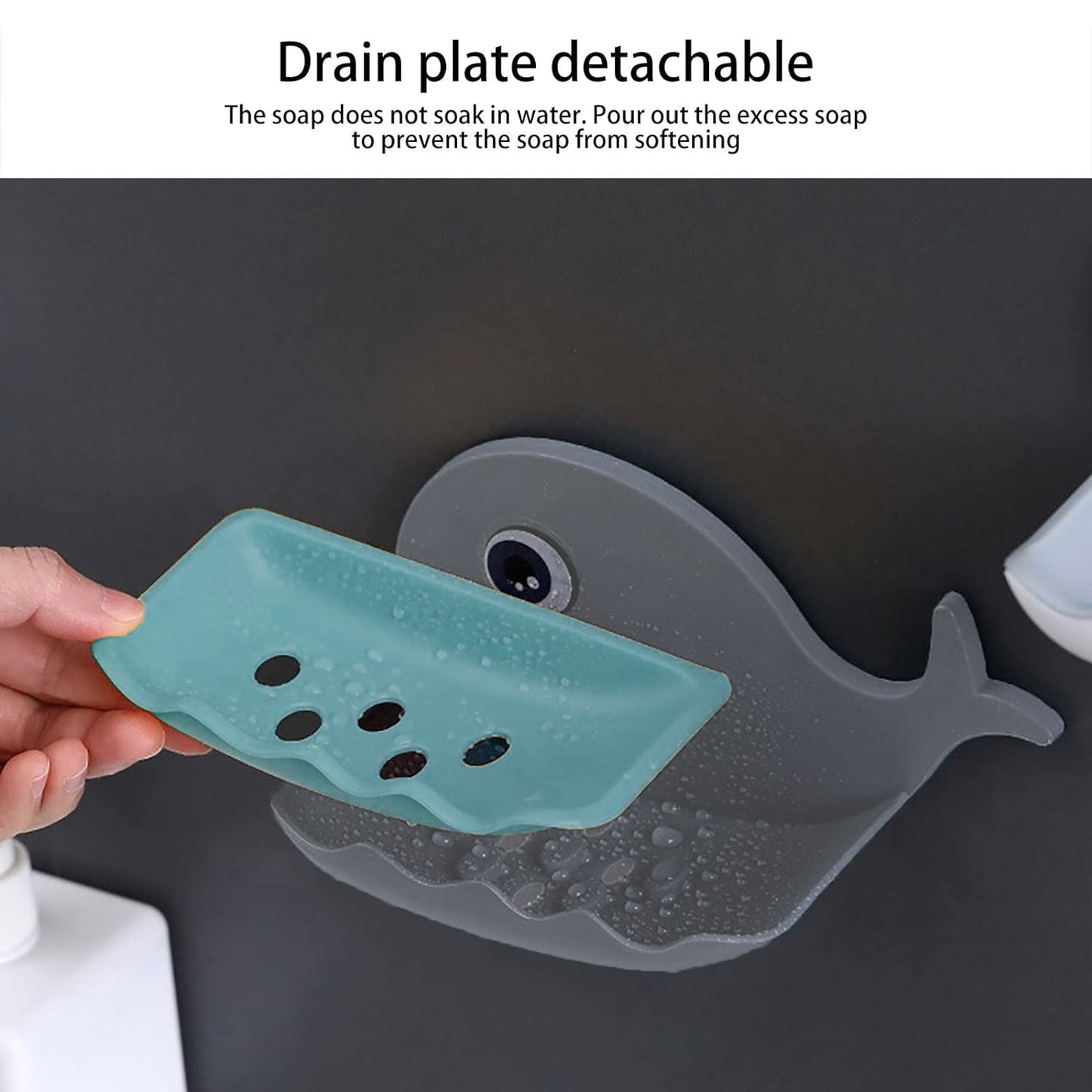 4047 Fish Shape Double Layer Adhesive Waterproof Wall Mounted Soap Bar Holder Stand Rack for Bathroom Shower Wall Kitchen