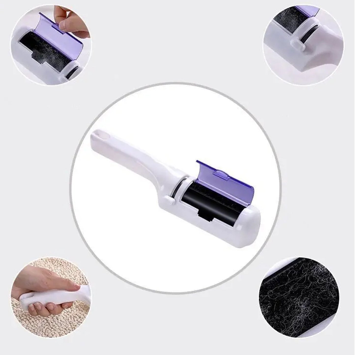 Lint remover brush for pet hair, keeps clothes and carpets clean from animal fur.