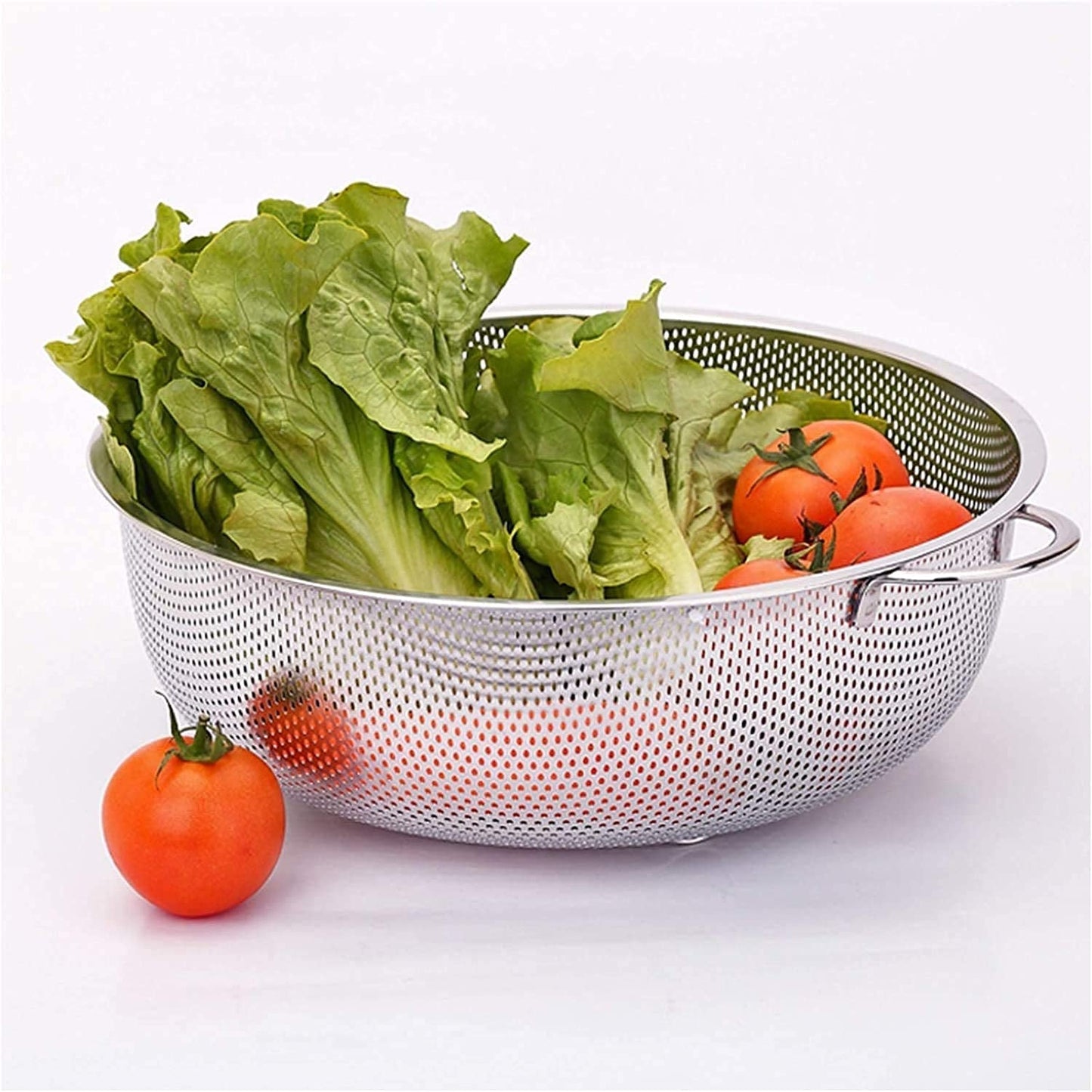 5754 Stainless Steel Colander with Handle, Large Metal Mesh Basket Strainer for Pasta, Spaghetti, Berry, Veggies, Fruits,  Kitchen Food Colander, Dishwasher Safe (1 pc / 25.5 cm)