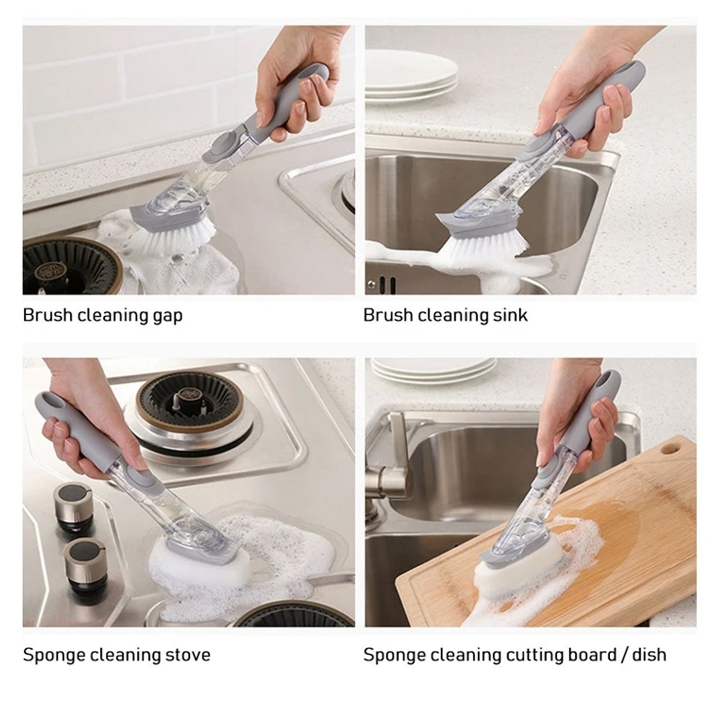 Home & Kitchen Cleaning Brushes, Scrubber, Soap Dispenser Scrub Brush for Pans Pots and Bathtub Sink (5 In 1 / 2 In 1)