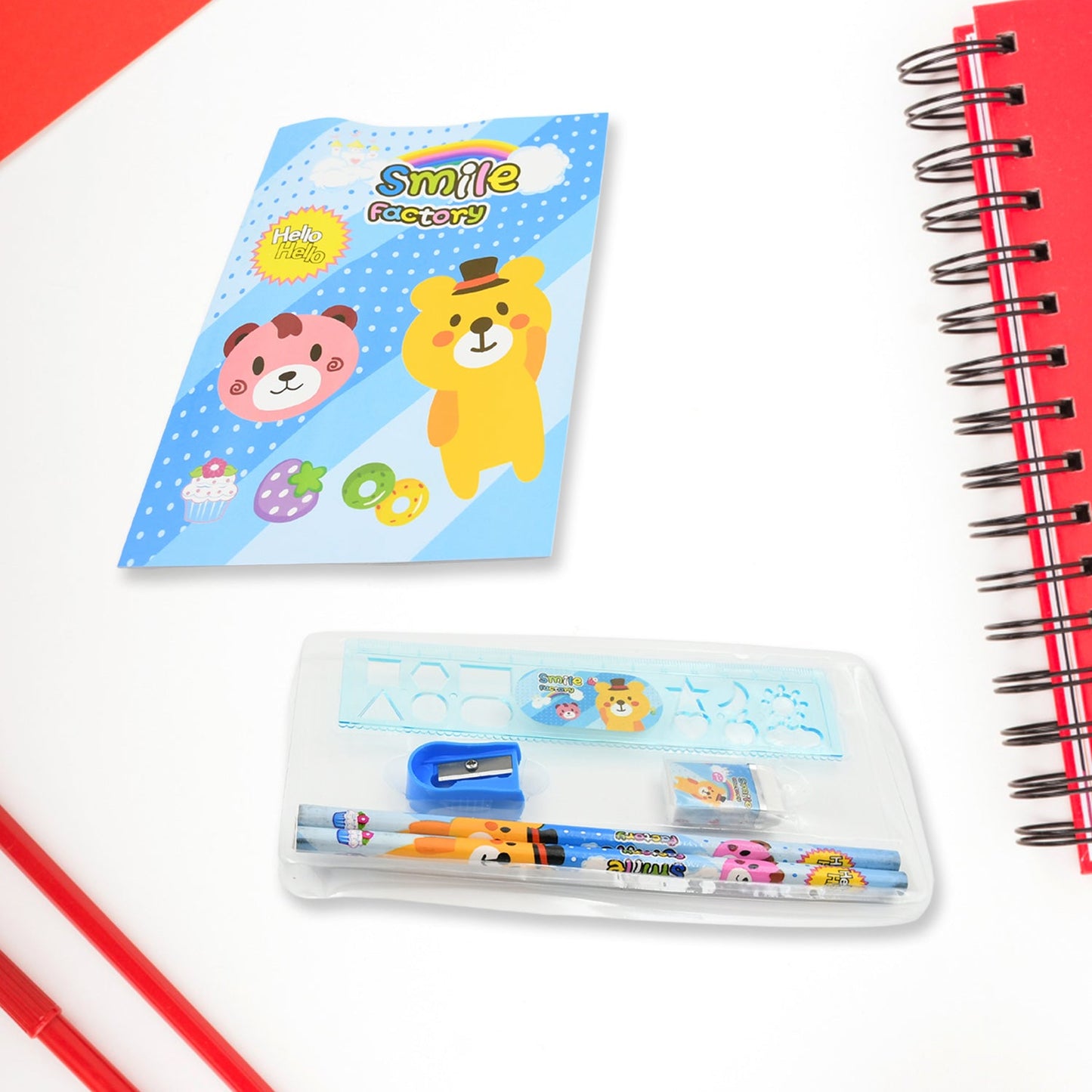 Stationery Kit for Kids - Stationery Set, Includes Wooden Pencil, Sharpener, Pencil and Eraser Set, Birthday Return Gift for Kids, Boys, Girls, 2 Pencil, 1 Scale, 1 Notebook,1 Sharpener, 1 Eraser & With Zip Bag (6 Pcs Set)