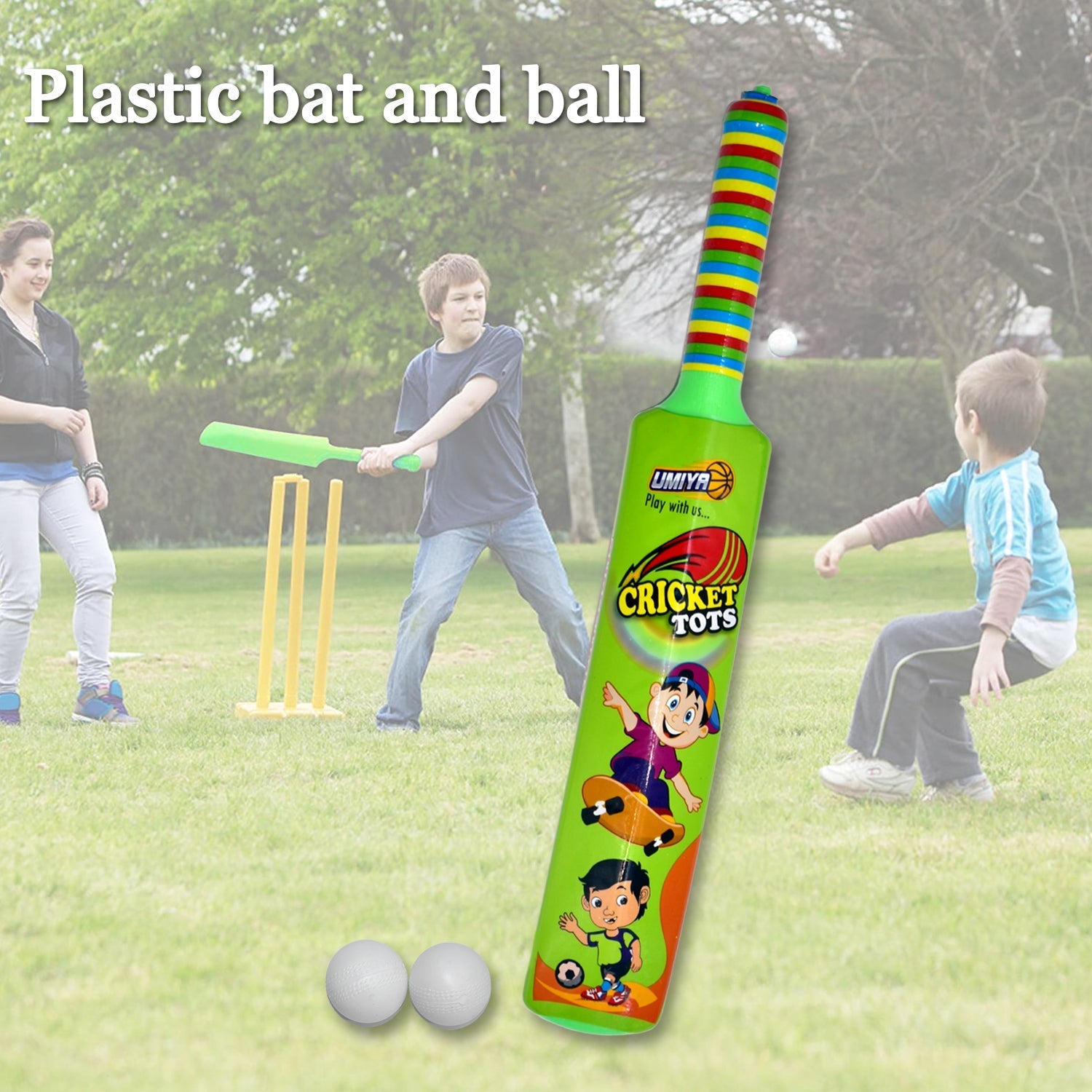 8002 Combo of Light Weight Plastic Bat, Ball & Hockey for Kids, Boys, Indoor, Outdoor Play DeoDap