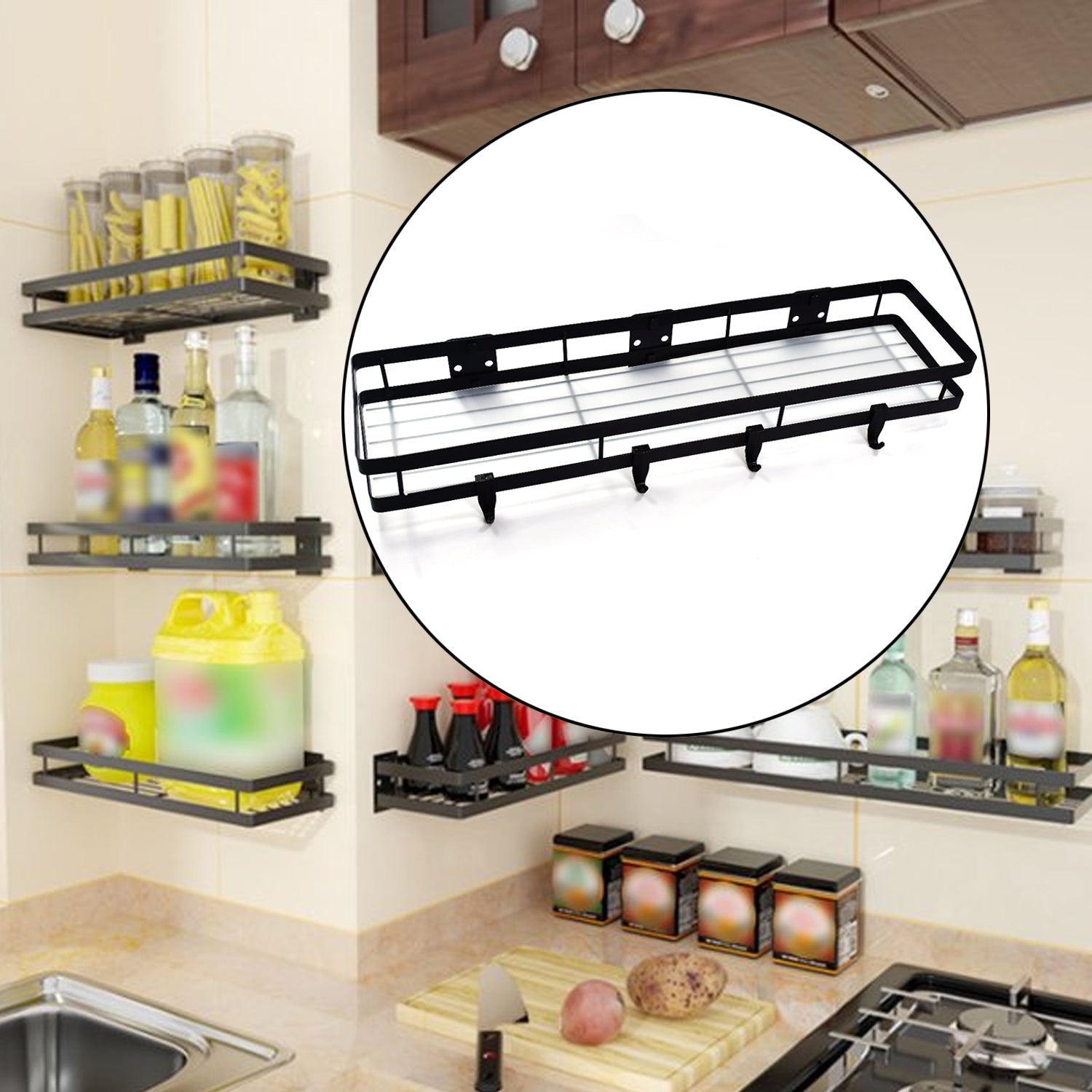 4926 50cm Metal Space Saving Multi-Purpose Kitchen Spice Rack Storage Organizer Shelf Stand . 