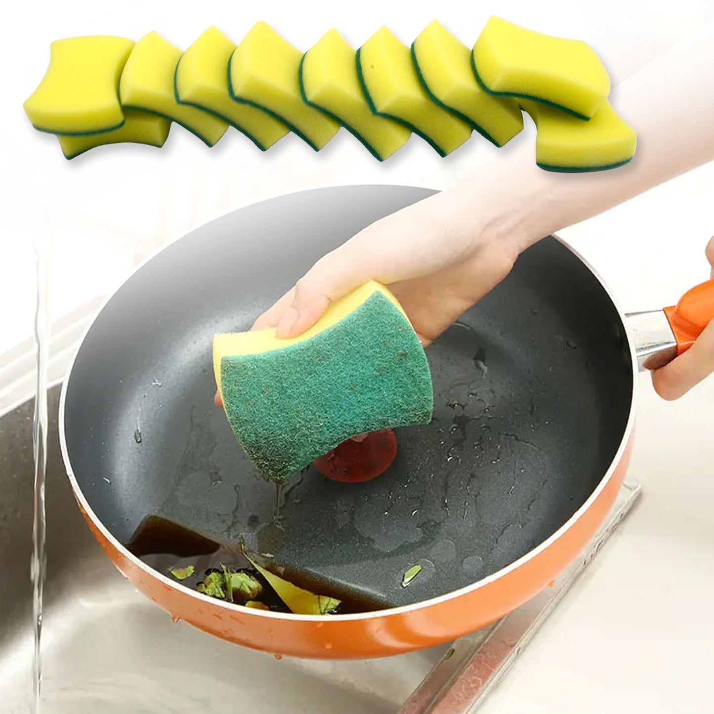 Heavy Duty Scrub Sponge, Non-Scratch Super Absorbent Cleaning Kitchen Sponges, Sponge Scourers Multi-Use for Kitchen, Bathroom, Furniture, Dishes & Steel Wash