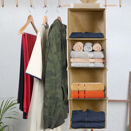 6743 Fabric Hanging 4-Shelf Closet Cloth Organizer 