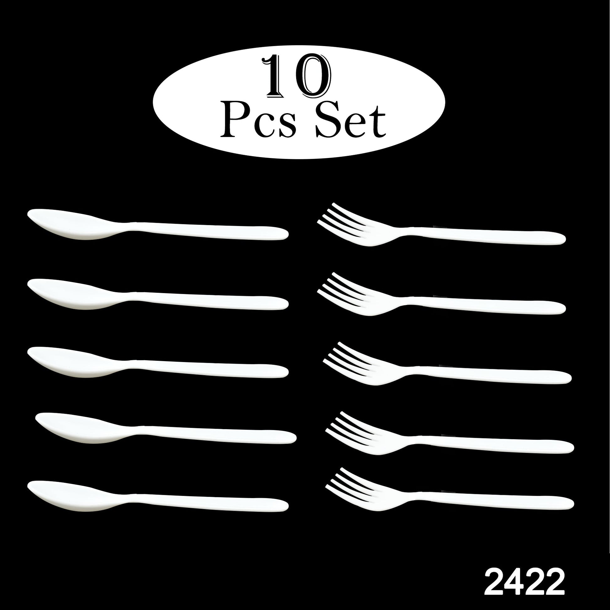 Plastic cutlery set, 10 pcs, durable spoons and forks.