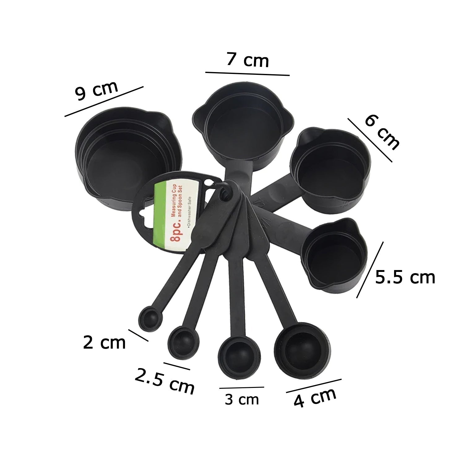 106 Plastic Measuring Cups and Spoons (8 Pcs, Black) dopstop