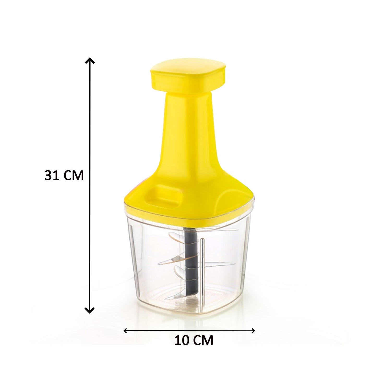 Side view of Push N Chop 1100 ML with a clear container showing capacity