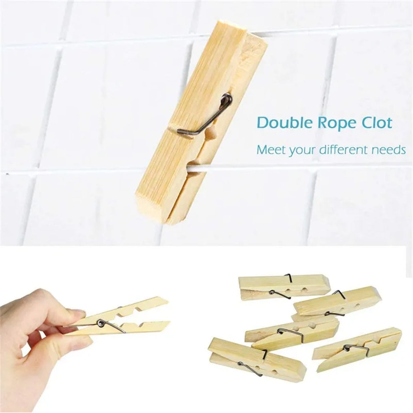 Wooden craft clips, multipurpose, for use with clothespins, hangers, and decorations.