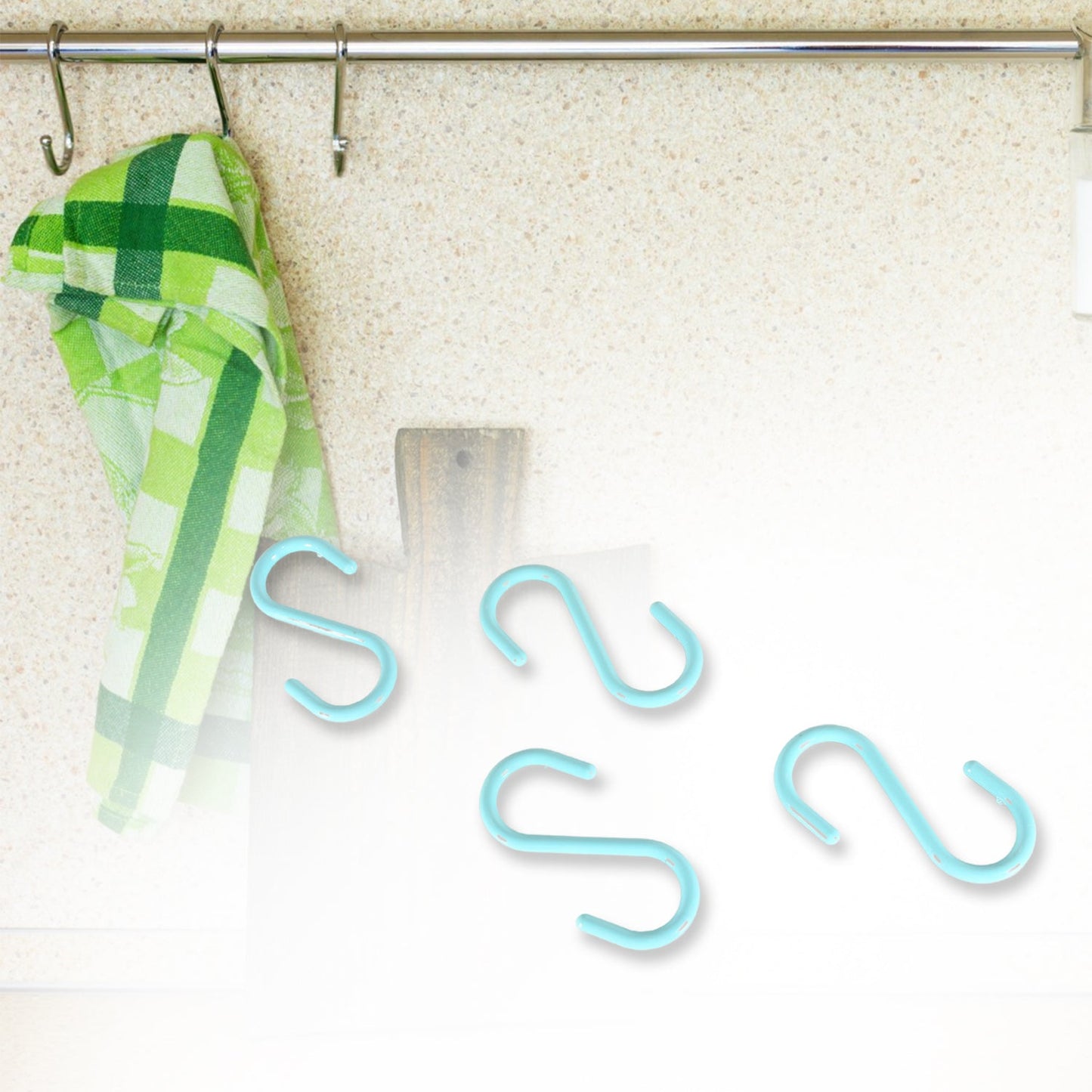 Plastic S Shaped Hook Hanger S Hanging Hooks Towel Clothes Hook for Spoon Pan Pot Towel in Kitchen Bedroom Bathroom Office (4 Pcs Set)