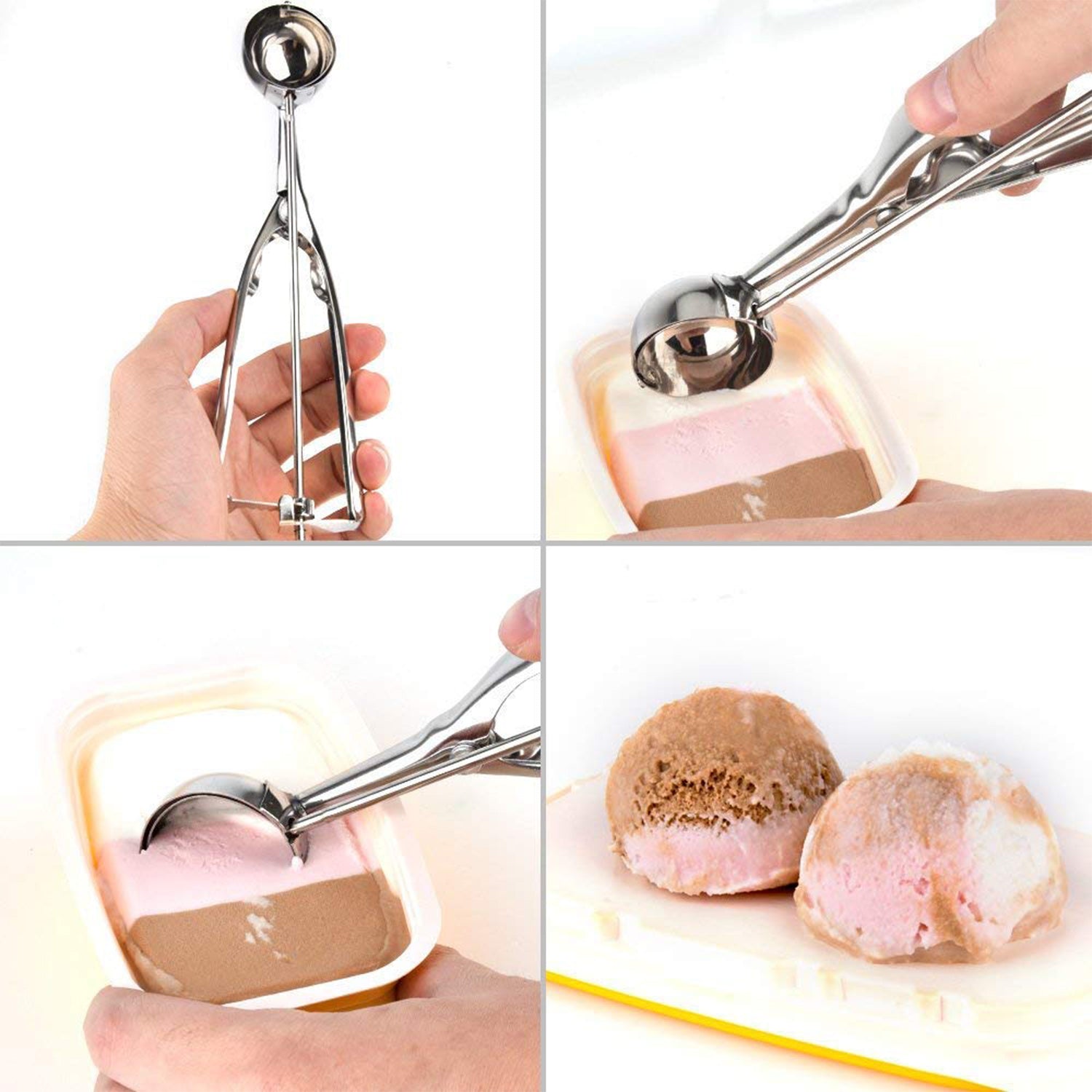 2523A Ice Cream Serving Scoop | Stainless Steel Premium Quality Ice Cream Serving Spoon Scooper with Trigger Release ( Small ) 