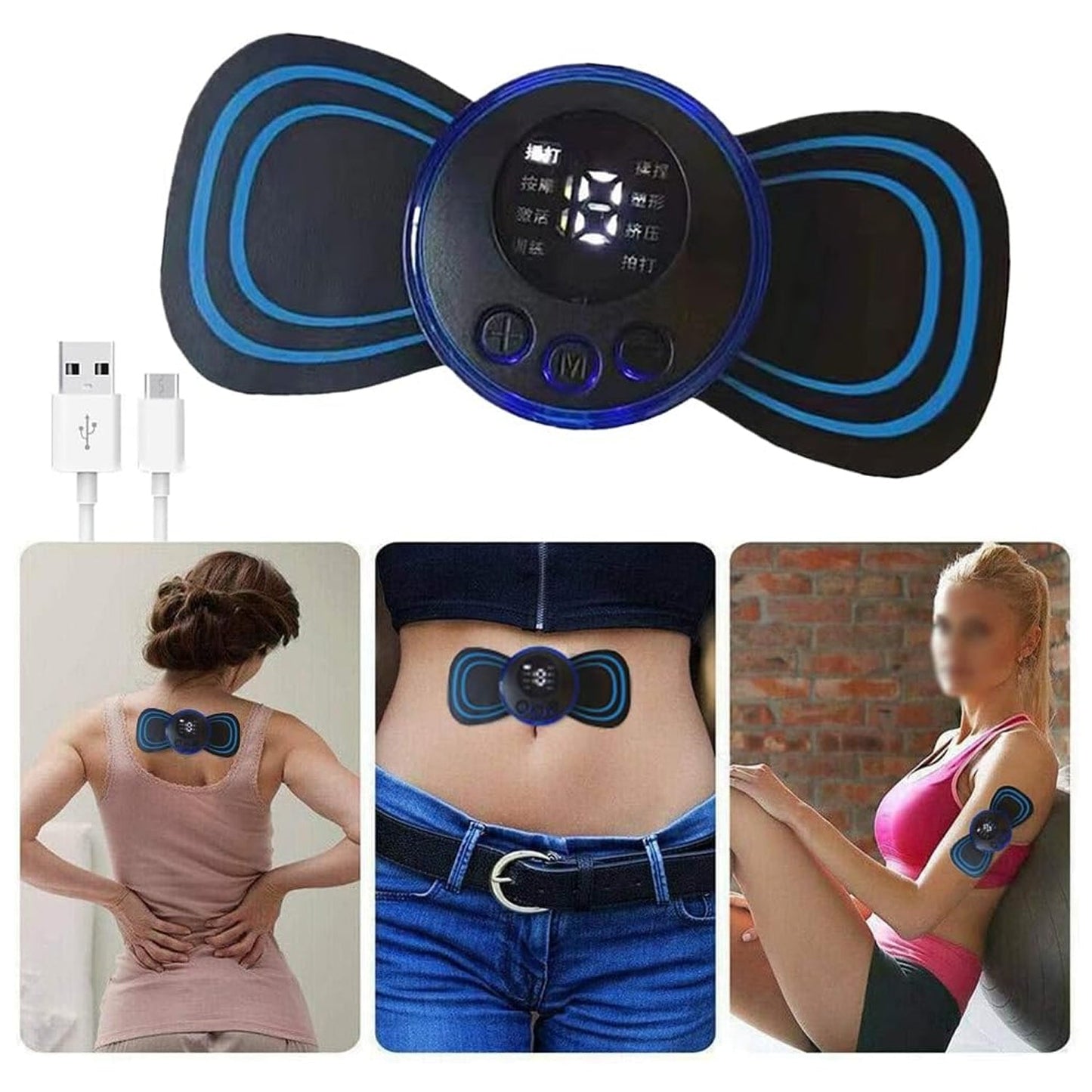 6204 Portable USB Neck Massager Electric Neck Massager Automatic Massage Enhancer Mini Cervical Massager EMS Lymphatic Drainage Massage with Cable