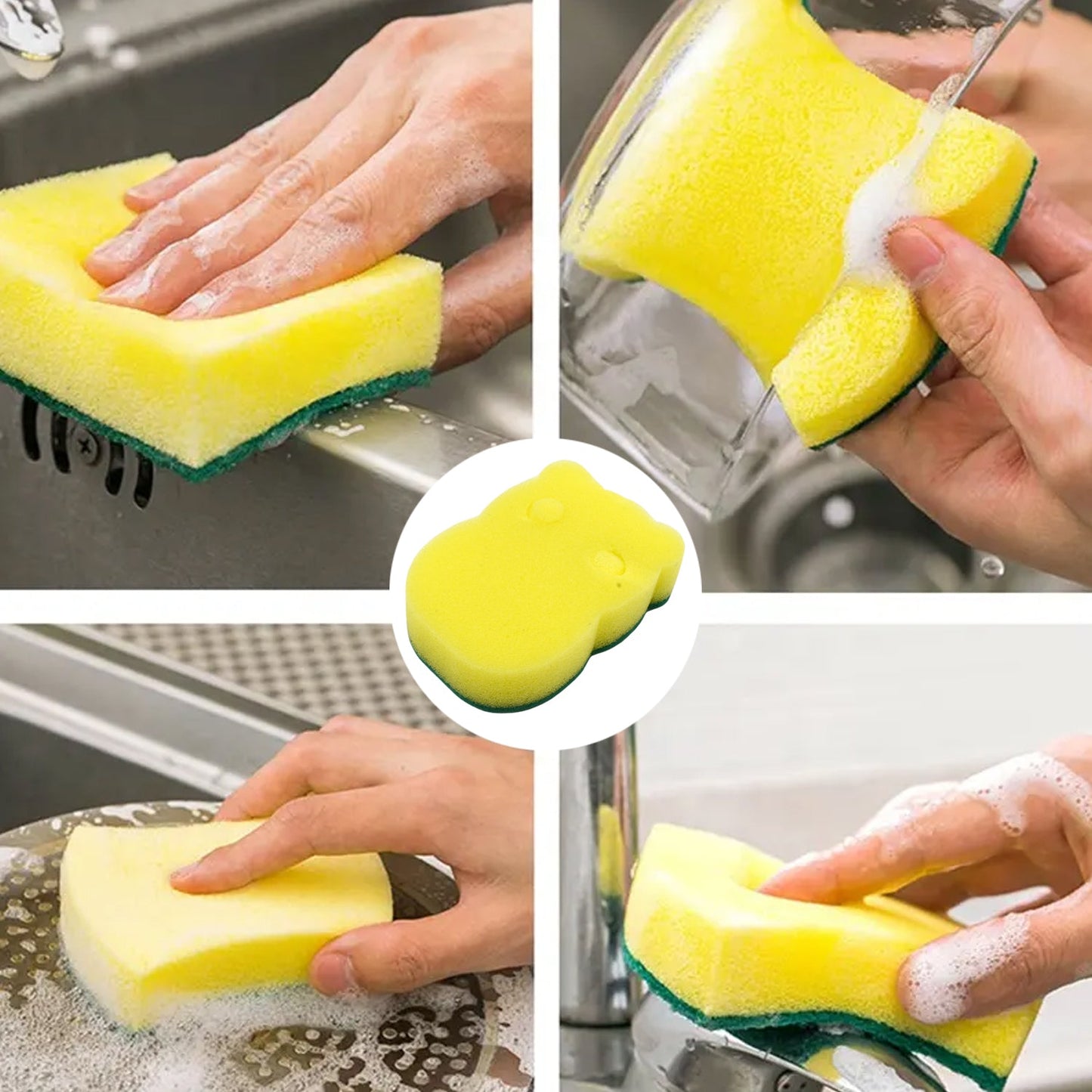 Heavy Duty Scrub Sponge, Non-Scratch Super Absorbent Cleaning Kitchen Sponges, Sponge Scourers Multi-Use for Kitchen, Bathroom, Furniture, Dishes & Steel Wash