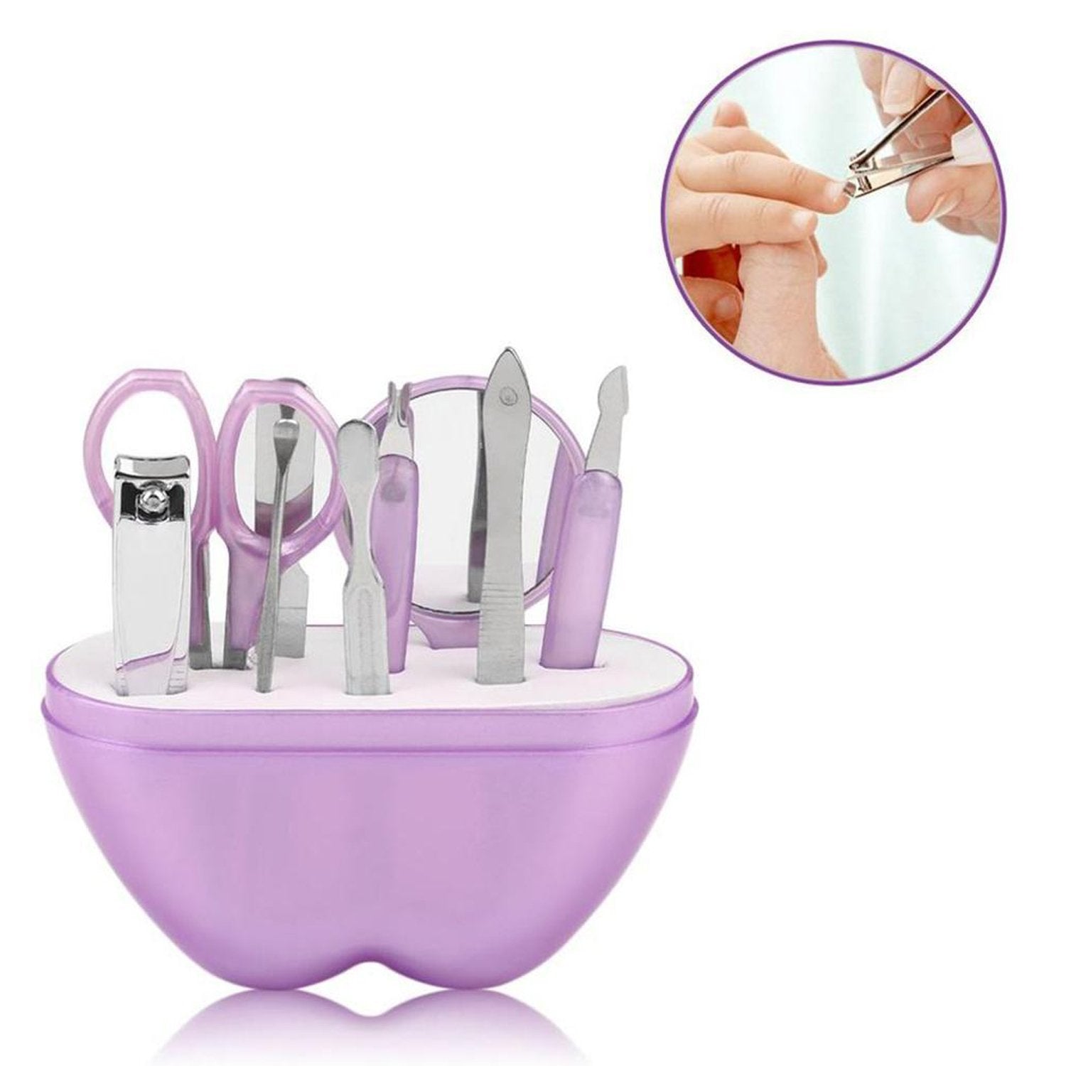 Stylish apple-shaped manicure kit with 8 items