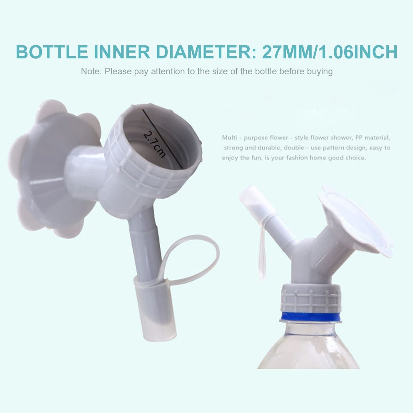 4978   2 in 1 Bottle Cap Sprinkler Dual Head Bottle Watering Spout Double Ended Bottle Watering Nozzle  Watering Can Nozzle for Indoor Seedlings Plant Garden Tool 