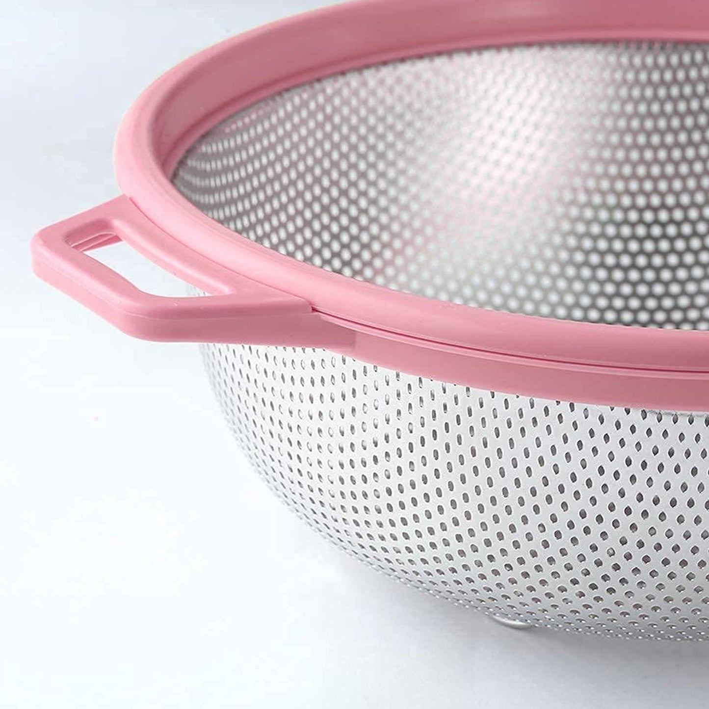 7147 Big Stainless Steel Colander with Handle, Large Metal Mesh Basket Strainer for Pasta, Spaghetti, Berry, Veggies, Fruits,  Kitchen Food Colander, Dishwasher Safe (1 pc )