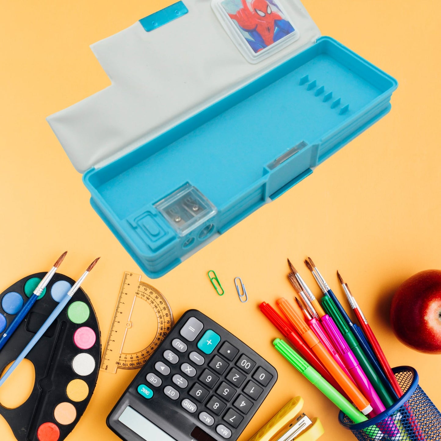 Cartoon Multi-functional Geometry Box with Calculator & Double Sharpener