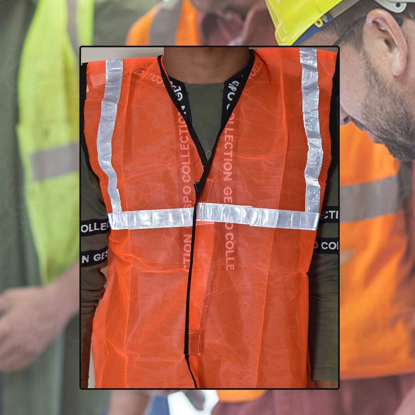 Safety jacket in bright orange for enhanced visibility