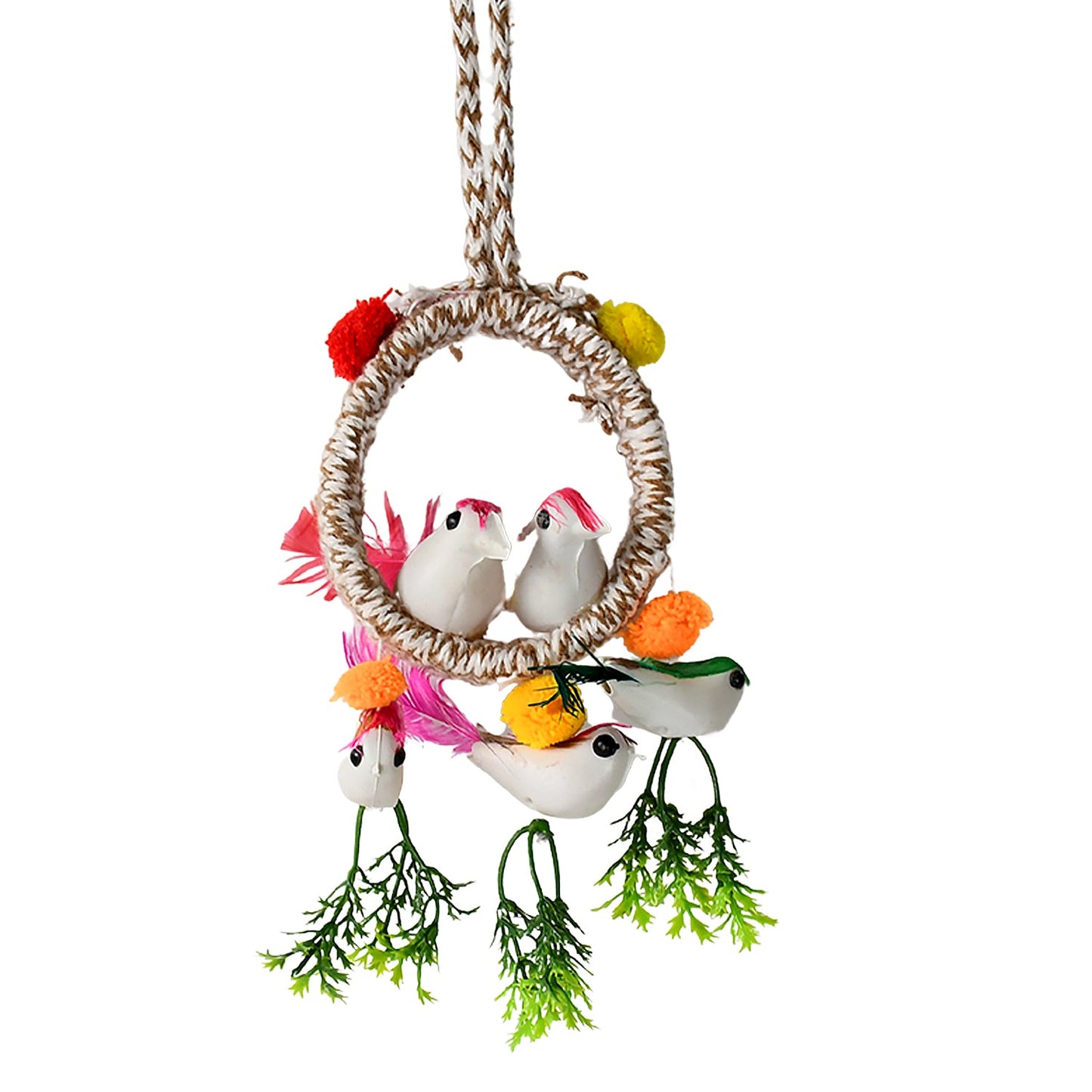 Home Decoration Bird Nest Decor Lovely Beautiful Artificial Birds Jute Nest Hanging for Balcony and Garden Decoration |Home Decor Wall Hanging Decorative Showpiece (1 Pc / Mix Color)