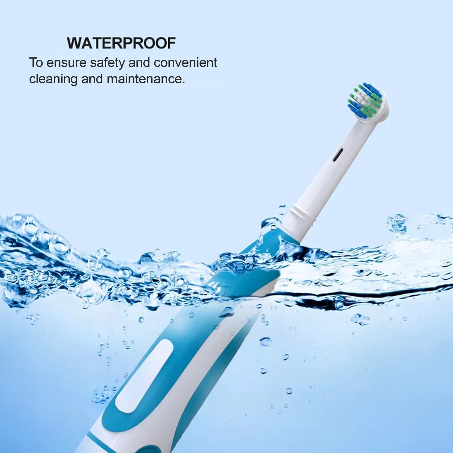 Electric toothbrush with ergonomic handle, battery operated.