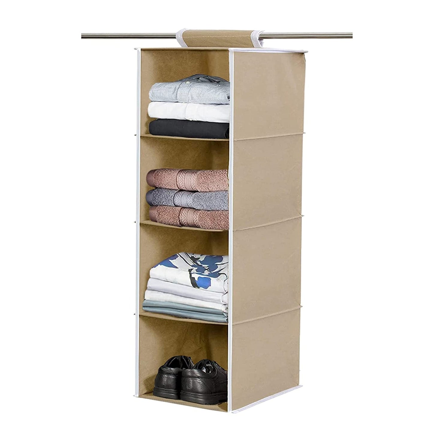 6743 Fabric Hanging 4-Shelf Closet Cloth Organizer 