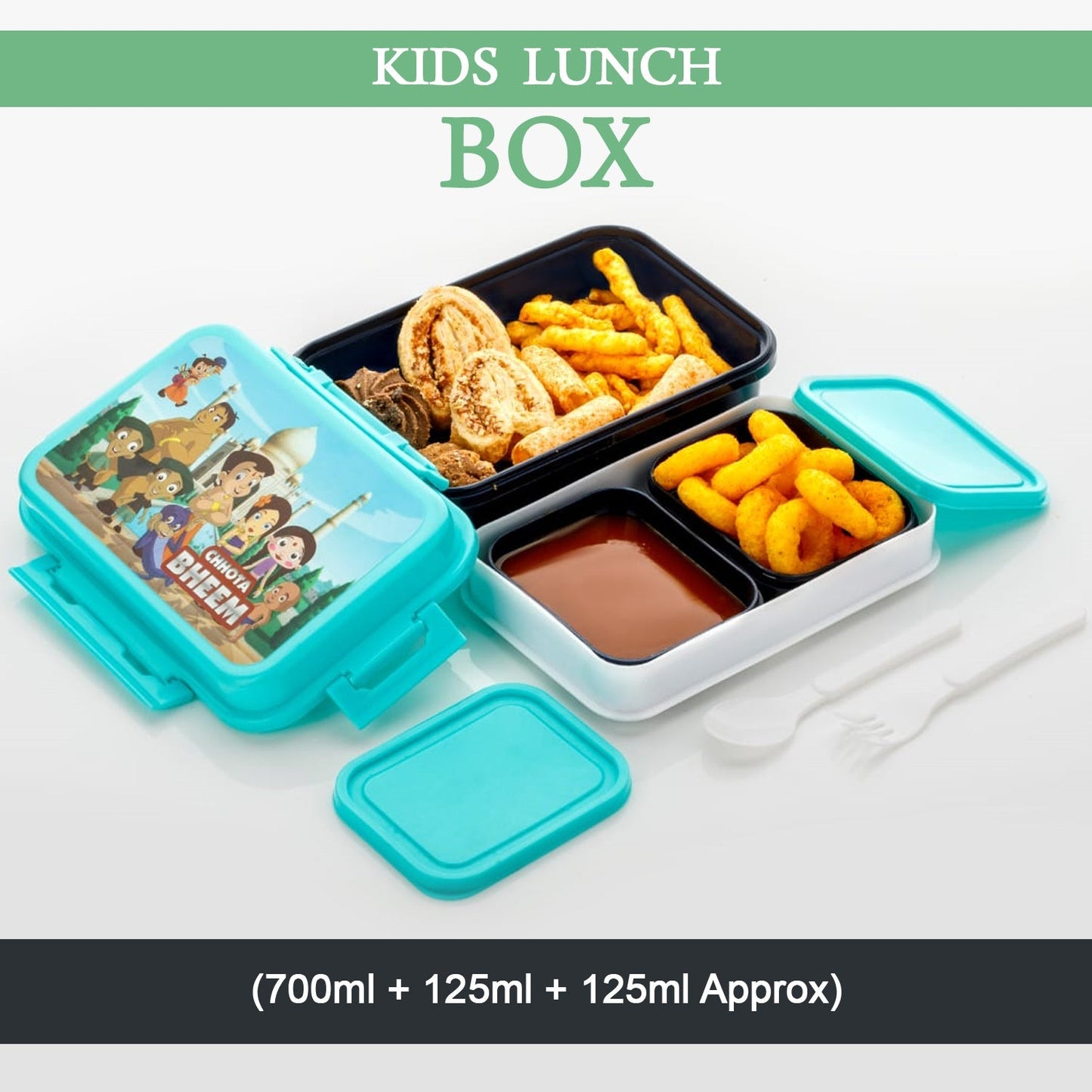 5238 Kids Lunch Box & Air Tight-BPA Free-Inter Lock with 4 Compartment Insulated Lunch Box Plastic Tiffin Box for Boys, Girls & School 