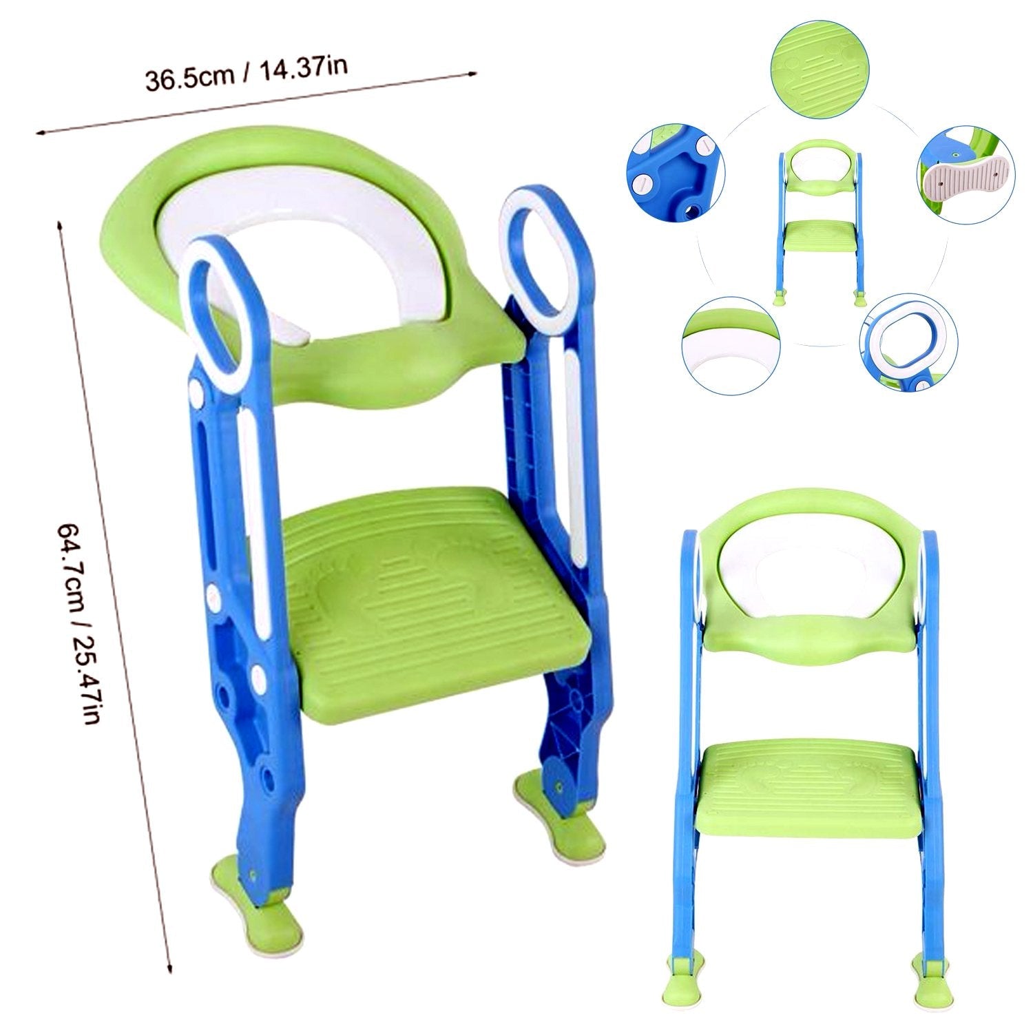 Foldable potty seat with training ladder for kids