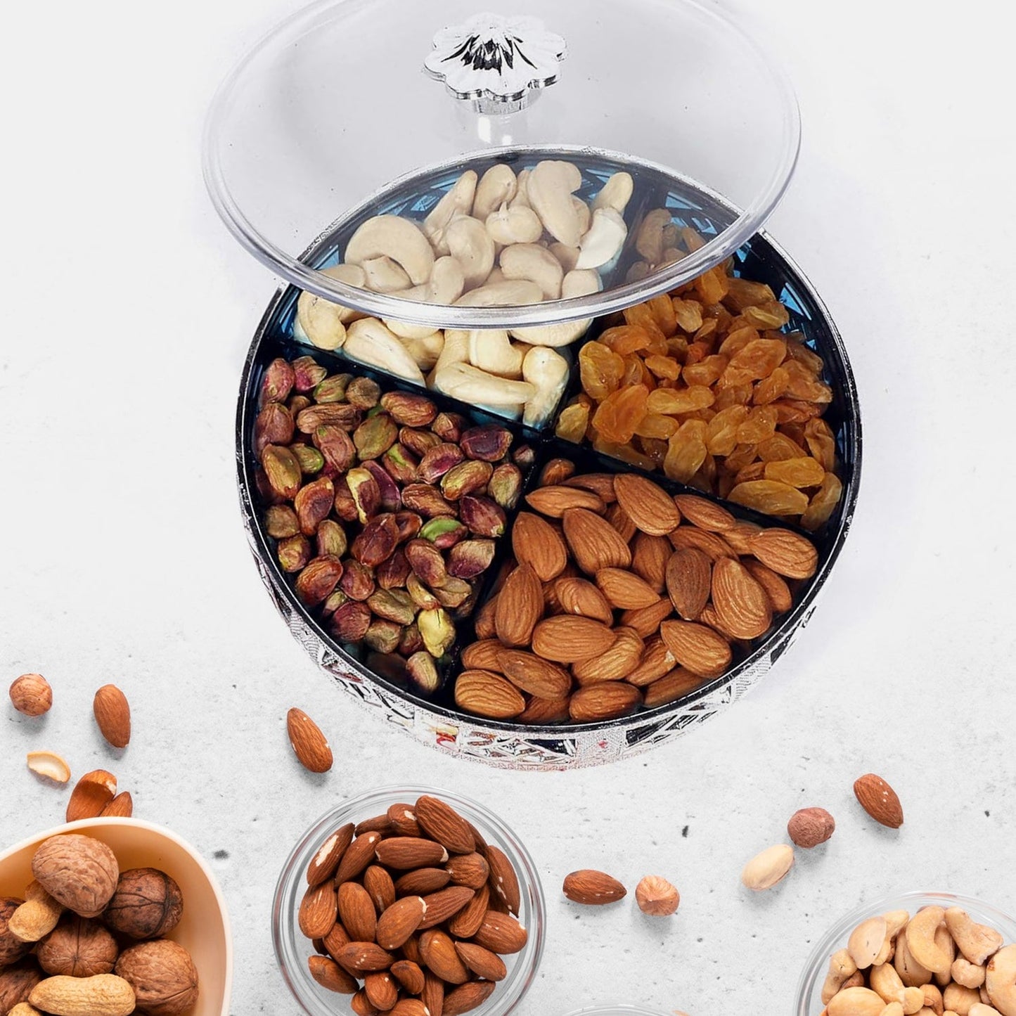 Elegant Silver Gift Box for Nuts and Dried Fruits