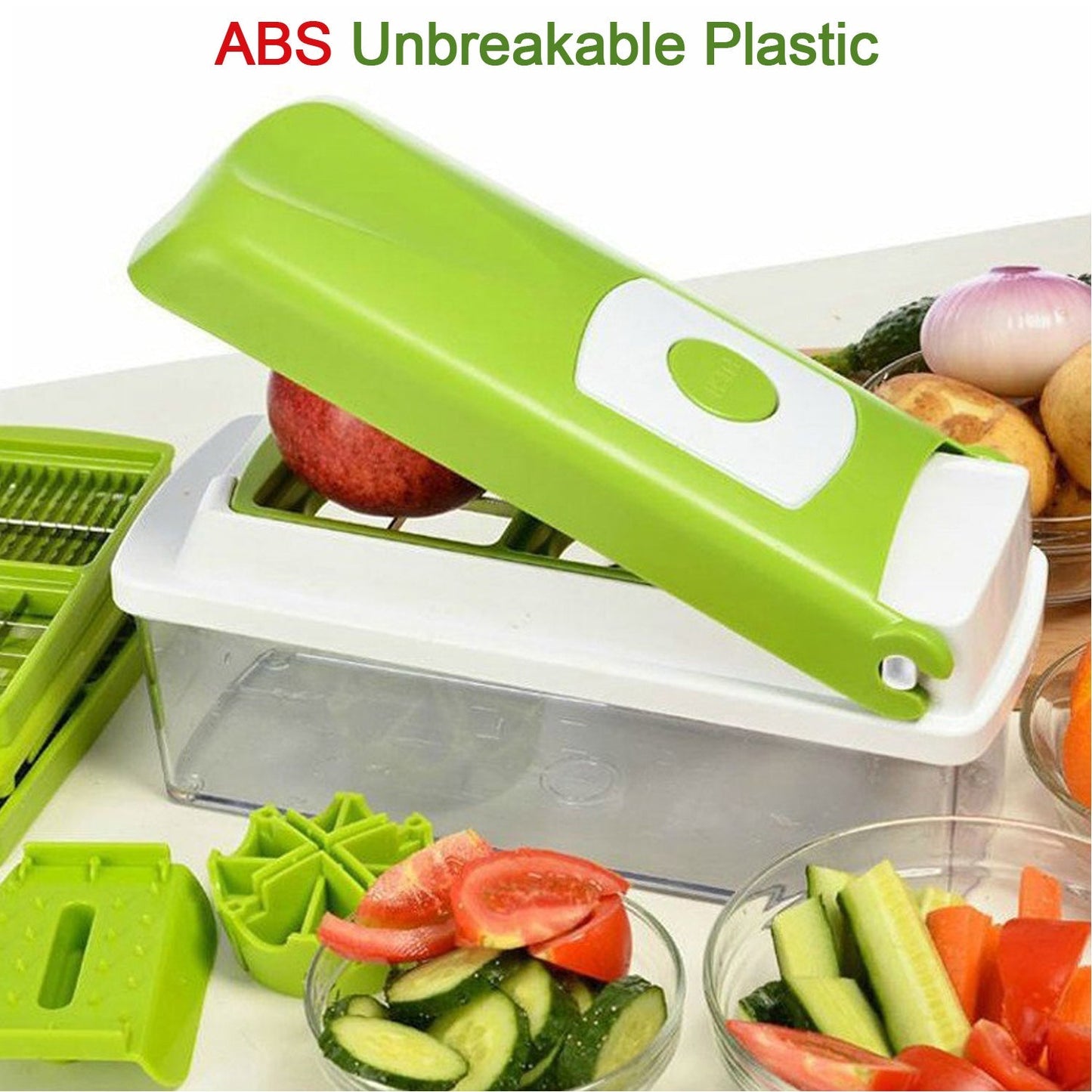 Manual 13-in-1 vegetable grater with different cutting surfaces