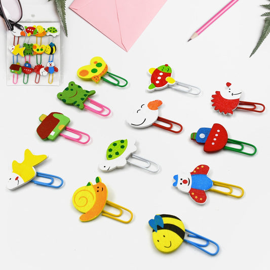 Multifunction Cartoon Paper Clips, Durable & Rustproof, Colored Paper Clips for Paperwork, DIY Work, classify Documents, Bookmark, Snacks Bag Clips, Suitable for Home, School, Office (12 Pcs Set)