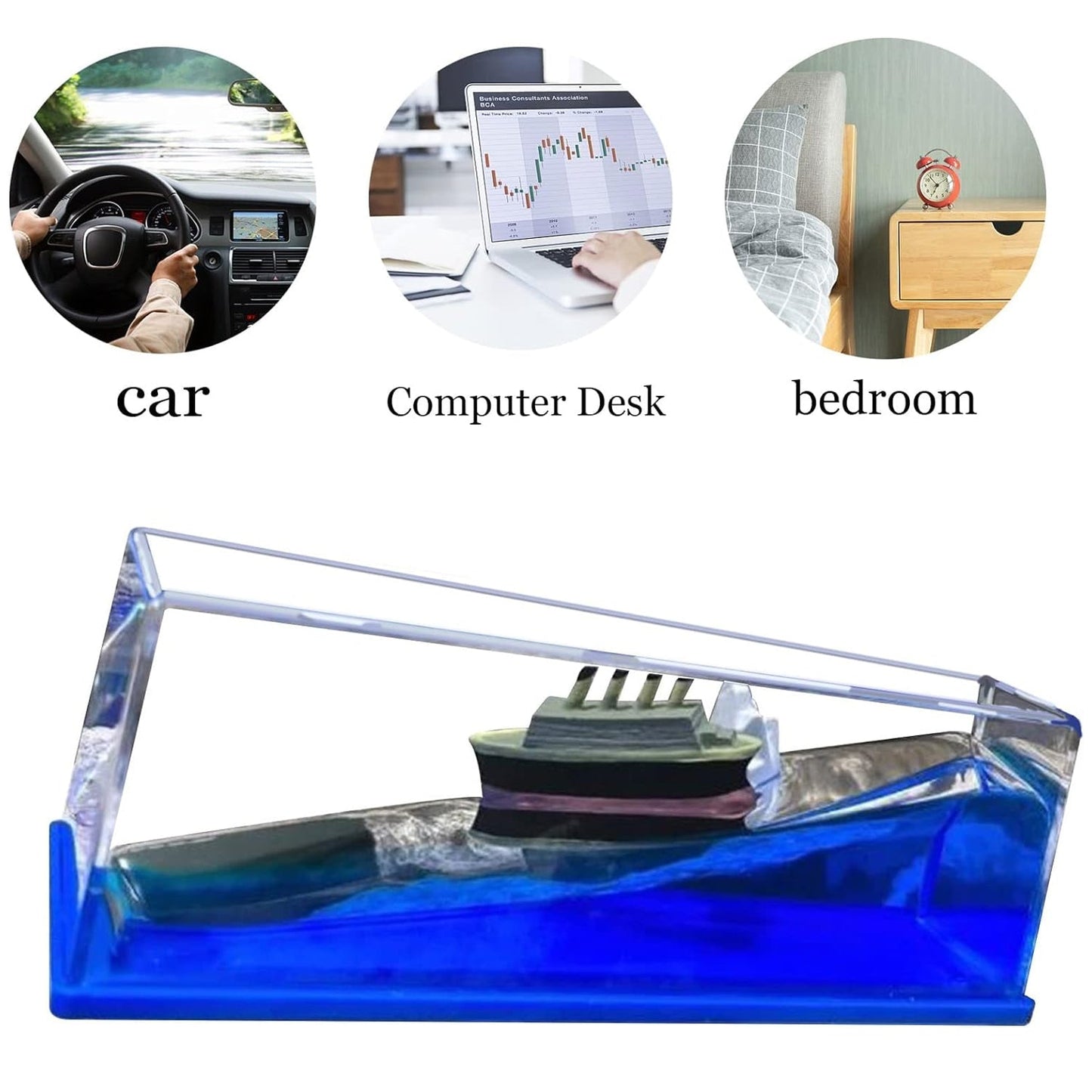 Car Interior Dashboard Decoration Floating Water Cruiser Ship Iceberg Ornament Car Interior Decoration for Birthday Gifts, Home Decor Suitable for Home Show Car Decoration, Gifts, Desk or Paperweight