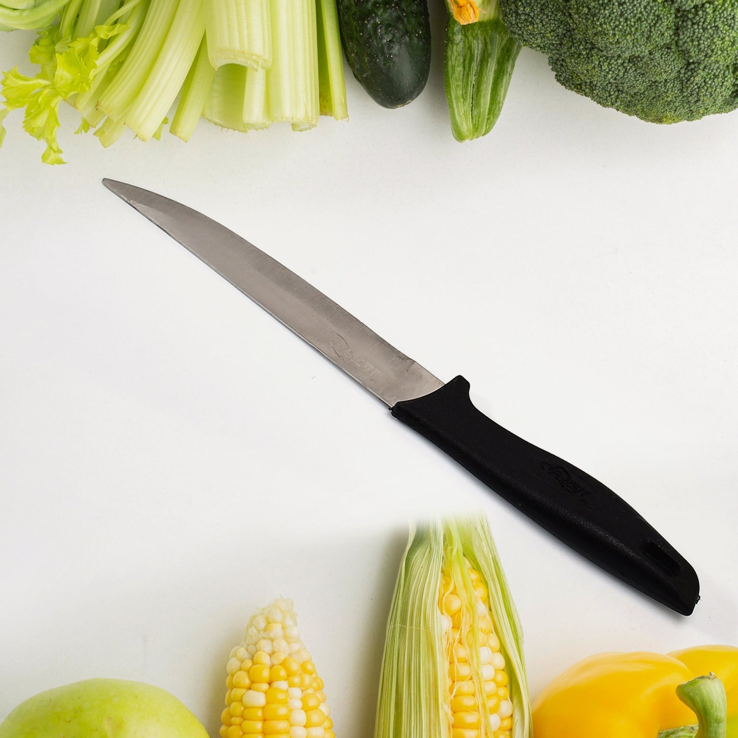 2387 Stainless Steel knife and Kitchen Knife with Black Grip Handle (23.5 Cm ) DeoDap