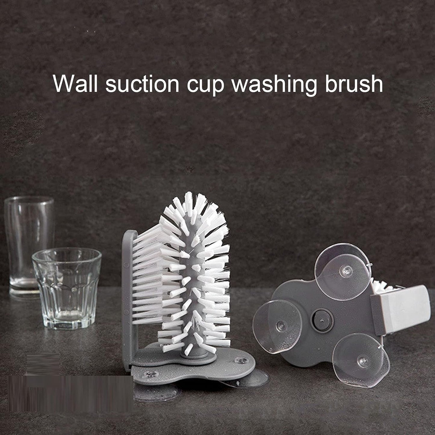 8786 Mug / Cup / Glass Washer Brush with Suction Base, Self Stand Glass Washer Brush Double Sided Bristle Brush for Home Hotel Restaurant Café