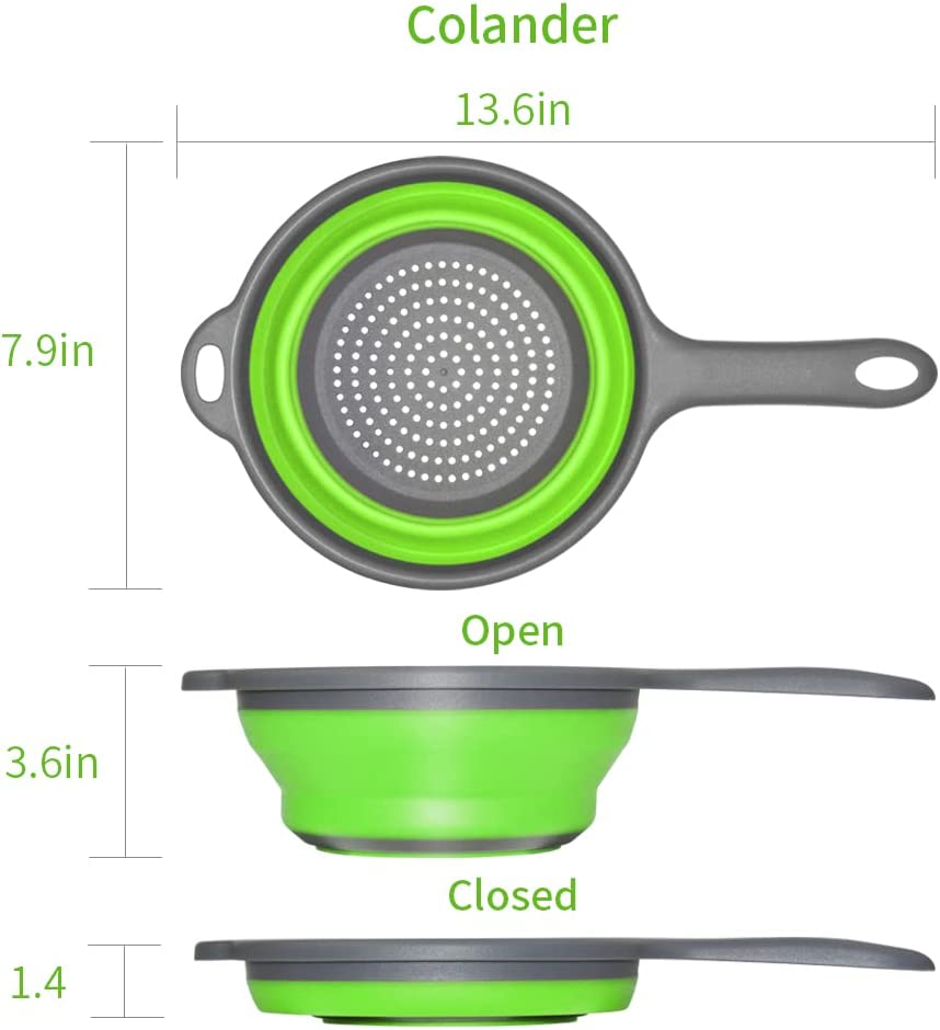 7195 Silicone Collapsible Colander Vegetable Fruit Washing Drain Strainer Basket Strainer Foldable Colander with Handle || Silicone Collapsible Colander || Fruit Basket Filter Drainer DeoDap