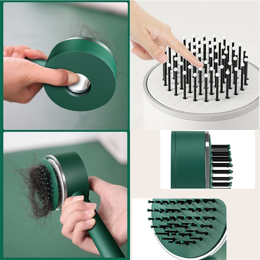 6034﻿ Air Cushion Massage Brush, Airbag Massage Comb with Long Handle, Self-Cleaning Hair Brush, Detangling Anti-Static for All Hair 