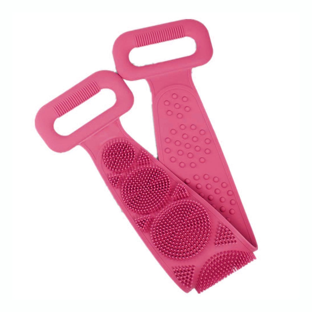 1302A Silicone Body Back Scrubber Double Side Bathing Brush for Skin Deep Cleaning, Scrubber Belt DeoDap