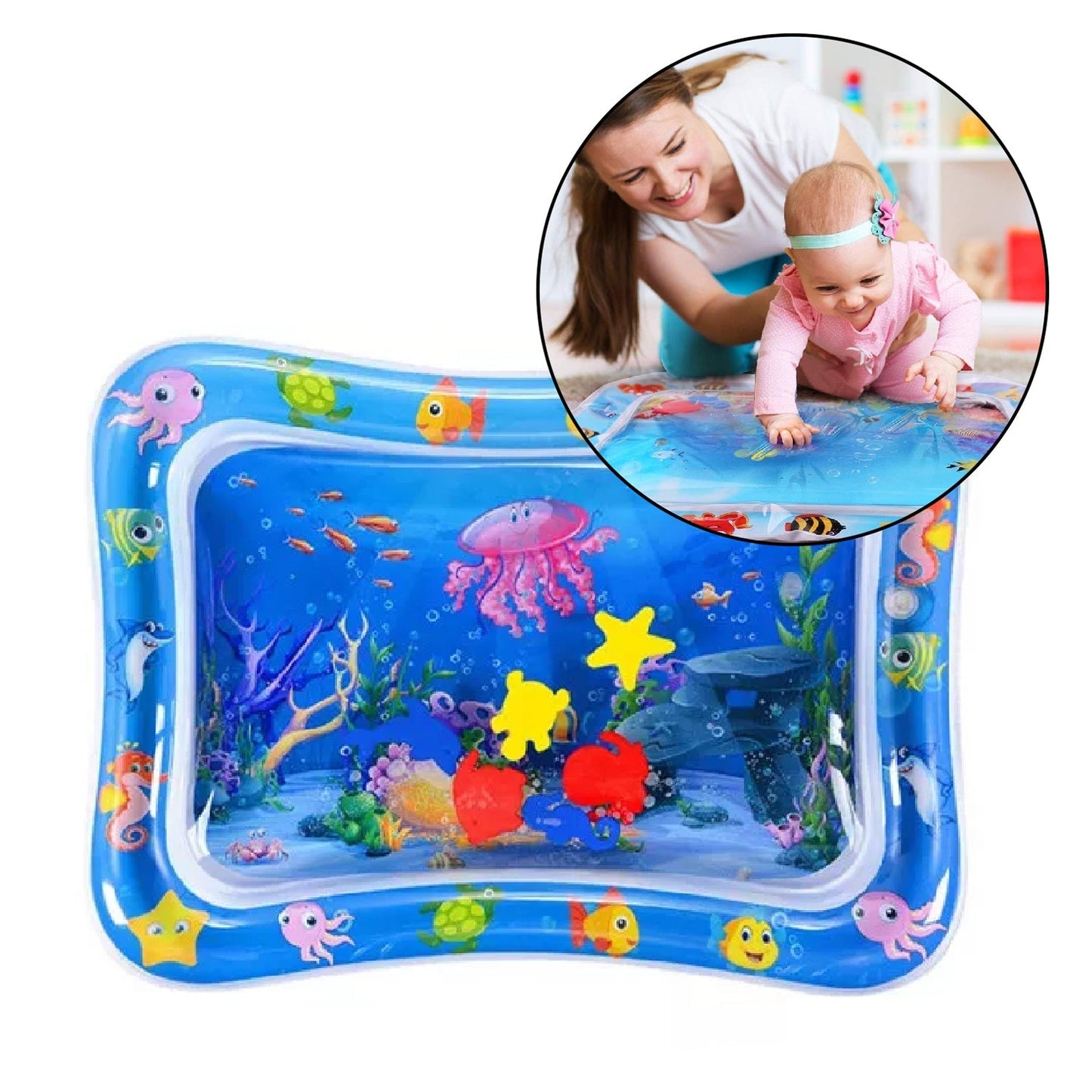 8090B Baby Kids Water Play Mat Toys Baby Slapped Pad Water & Leak Proof Baby Carpet Inflatable, Fun & Play Centre Indoor and Outdoor Water Play Mat 