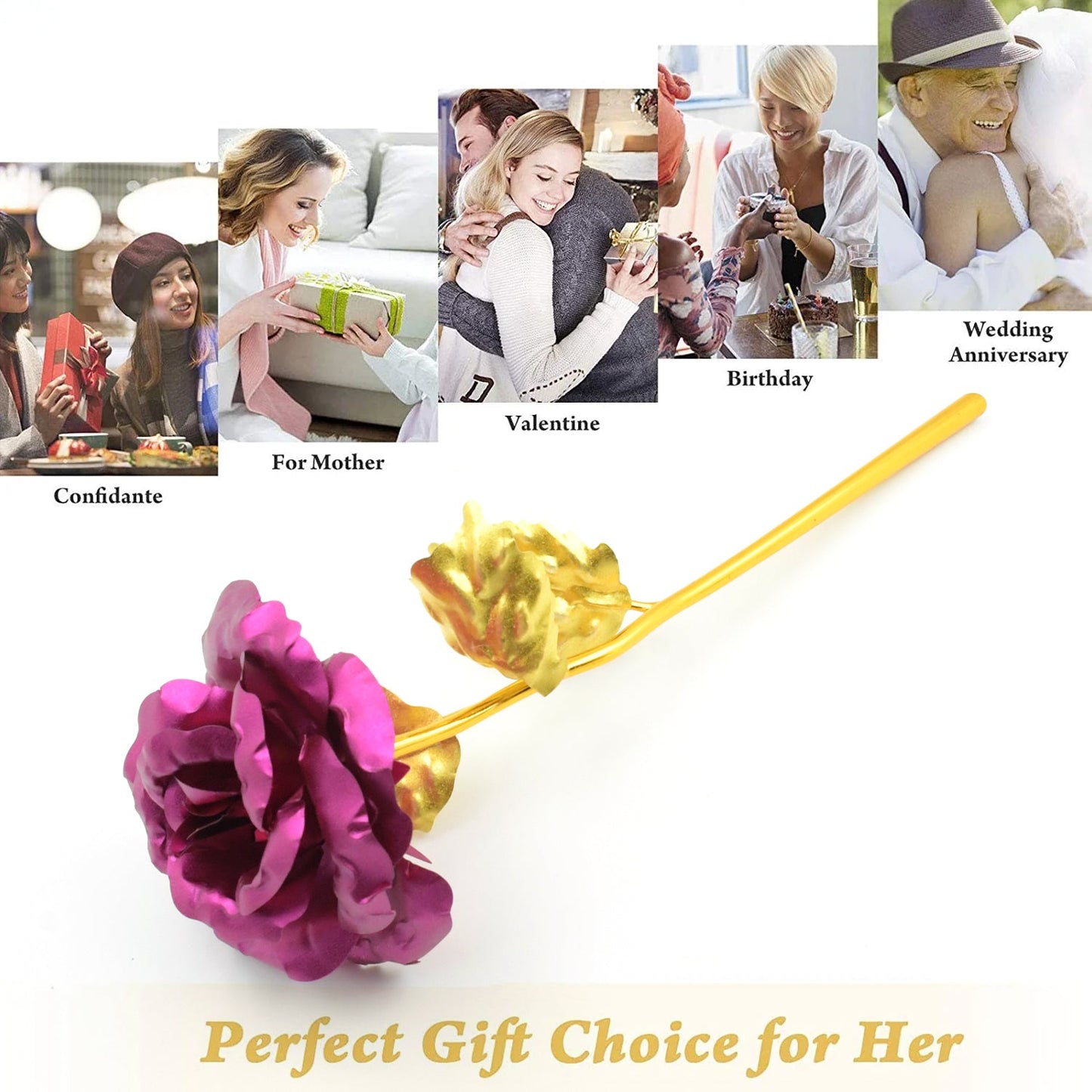 0898 Gold Rose Artificial Rose Flower With Gift Box, Plastic Flowers Best Gifts for Friend Girl Wife Women, Golden Rose Gift for Valentine's Day, Mother's Day, Anniversary, Birthday, Wedding, Gold (1 Pc)