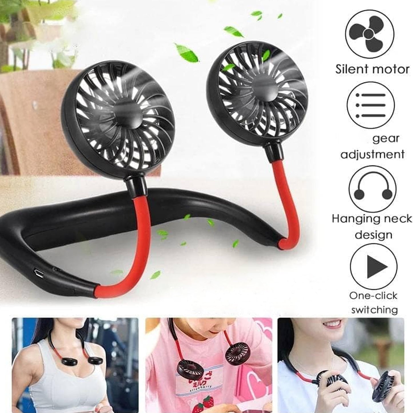 Rechargeable neck fan for personal cooling