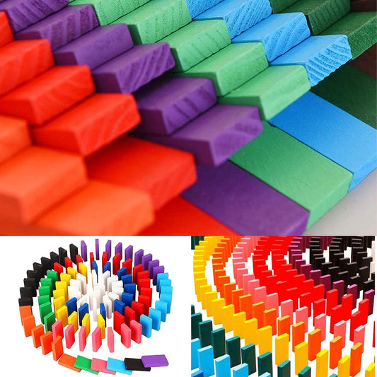 4439B 100PC DOMINO BLOCKS SET MULTICOLOR WOODEN TOY BUILDING INDOOR GAME TOY DeoDap