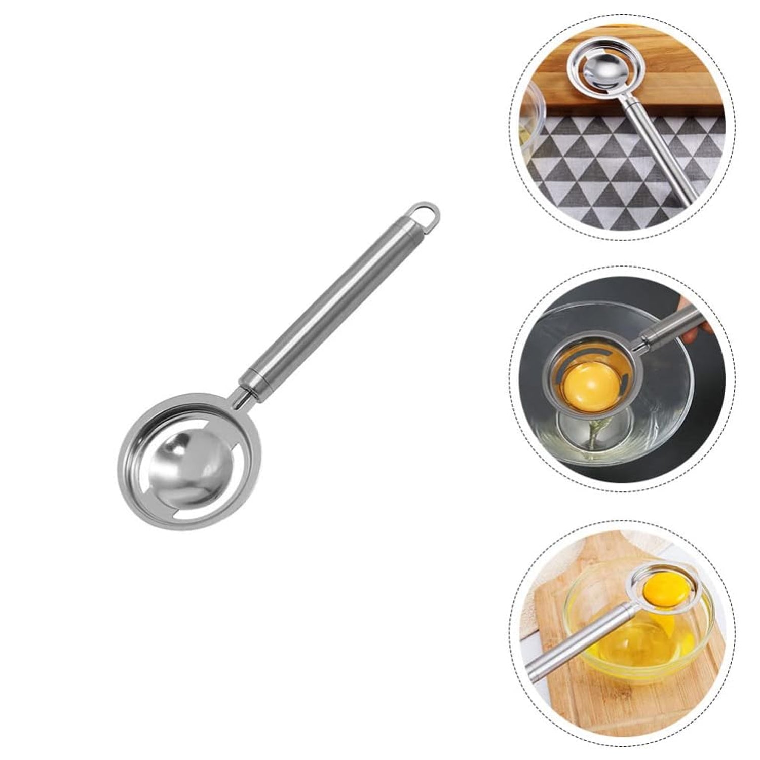 Stainless steel egg separator, yolk and white filter tool.