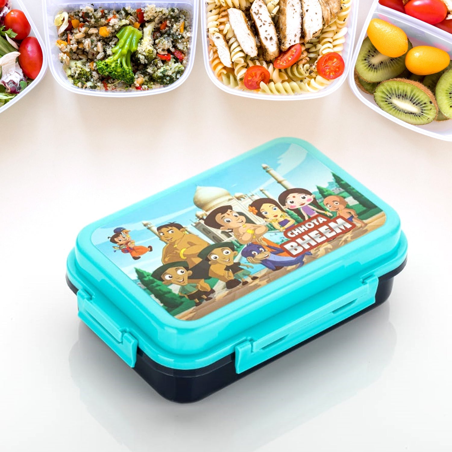 5238 Kids Lunch Box & Air Tight-BPA Free-Inter Lock with 4 Compartment Insulated Lunch Box Plastic Tiffin Box for Boys, Girls & School 