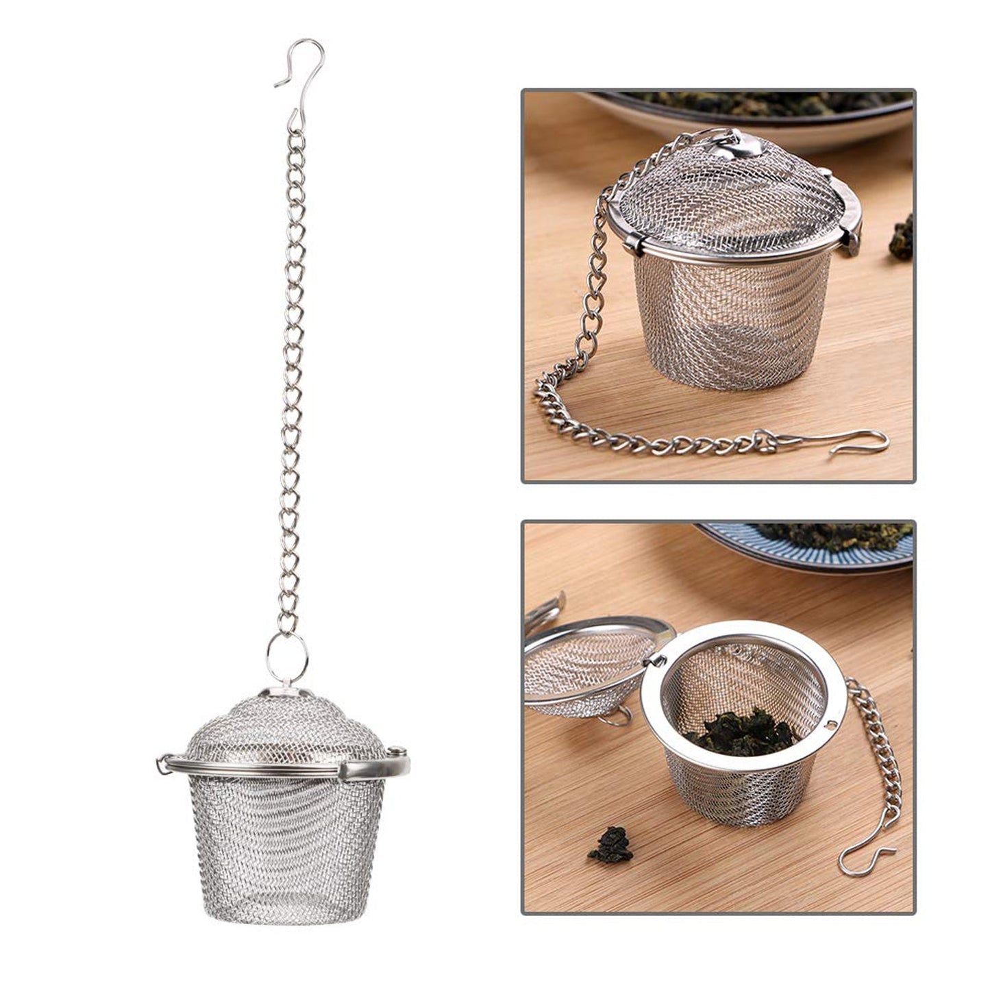 Stainless steel tea infuser with mesh ball