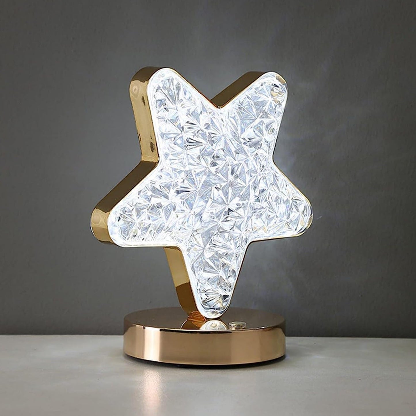 Star Shape Crystal Diamond Lamp Cordless Luxury Lamp with USB Rechargeable, 3-Way Dimmable & Touch Control Decorative Nightstand Lamp for Bedroom, Living Room, Party, Restaurant Decor (1 Pc )